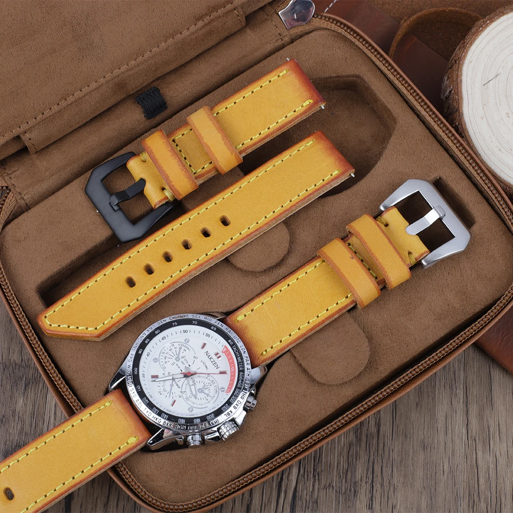 Handmade Vintage Italian Cow Leather Strap Watch Accessories Bracelet With Black Silver Buckle 20mm 22mm 24mm 26mm
Handmade Vintage Italian Cow Leather Strap Watch Accessories Bracelet With Black Silver Buckle 20mm 22mm 24mm 26mm