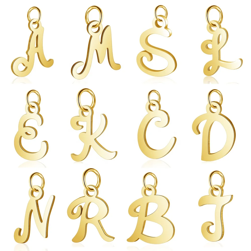 A-Z English letter accessories custom stainless steel gold plated letter charms for DIY jewelry necklace bracelet making
A-Z English letter accessories custom stainless steel gold plated letter charms for DIY jewelry necklace bracelet making