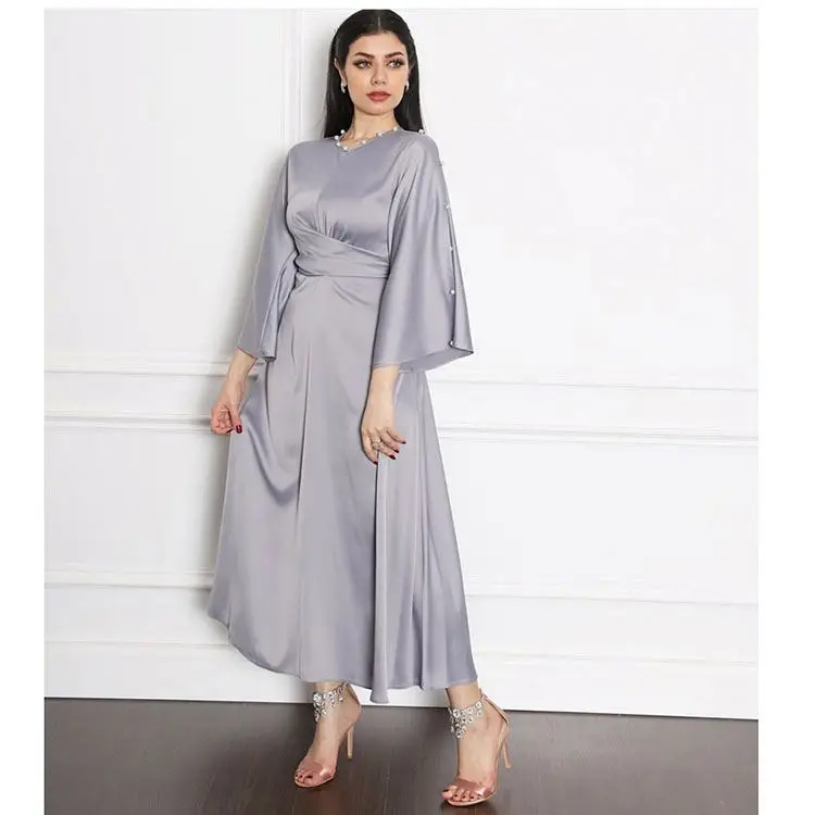 Fashion High-grade satin robes women muslim dress with lotus leaf sleeves for women, Ray, pink, date red
Fashion High-grade satin robes women muslim dress with lotus leaf sleeves for women, Ray, pink, date red