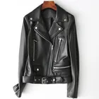 2020 fashion wholesale custom ladies black leather jacket motorcycle women sheepskin genuine leather jackets
