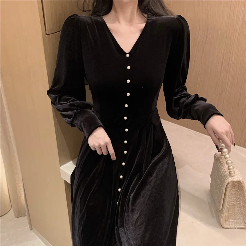 B French Vintage Elegant Dress Women V-neck Chic Puff Sleeve Office Lady Female Korean Style 2020 Autumn Women's Clothing
B French Vintage Elegant Dress Women V-neck Chic Puff Sleeve Office Lady Female Korean Style 2020 Autumn Women's Clothing