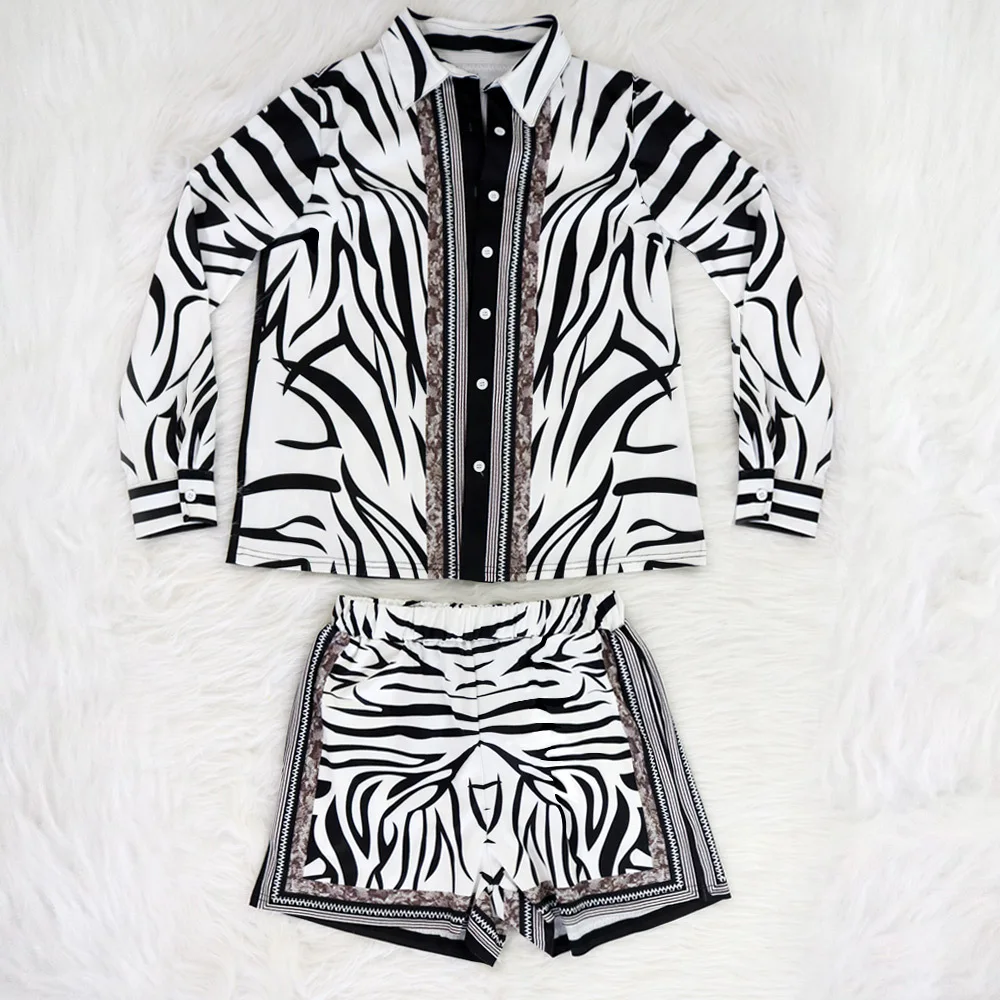Women Clothes Ladies Loose Long Sleeve Shirts And Women Striped Shorts Two Pieces Set Printed Turn Down Neck Top Shirts for Lady, As picture or customization
Women Clothes Ladies Loose Long Sleeve Shirts And Women Striped Shorts Two Pieces Set Printed Turn Down Neck Top Shirts for Lady, As picture or customization