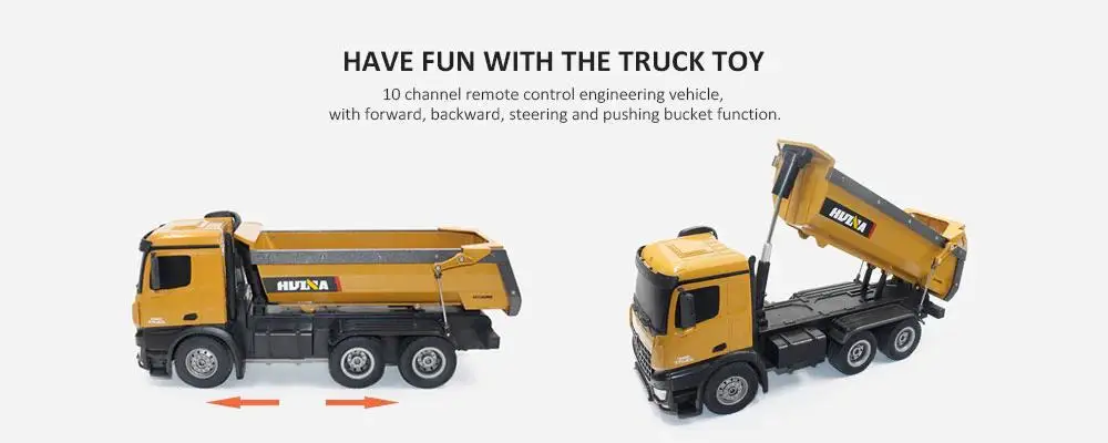 HUINA 1573 1/14 10CH Alloy RC Dump Trucks Engineering Construction Car Remote Control Vehicle Toy RTR RC Truck Gift for Boy