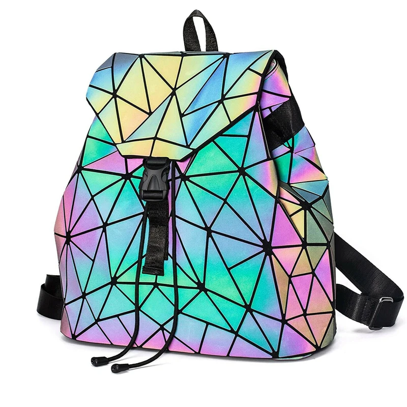 Hot Selling Luminous Geometric Lady PU Shoulder Bag Holographic Color Reflective Purse Fashion Backpacks Large For Girl
Hot Selling Luminous Geometric Lady PU Shoulder Bag Holographic Color Reflective Purse Fashion Backpacks Large For Girl