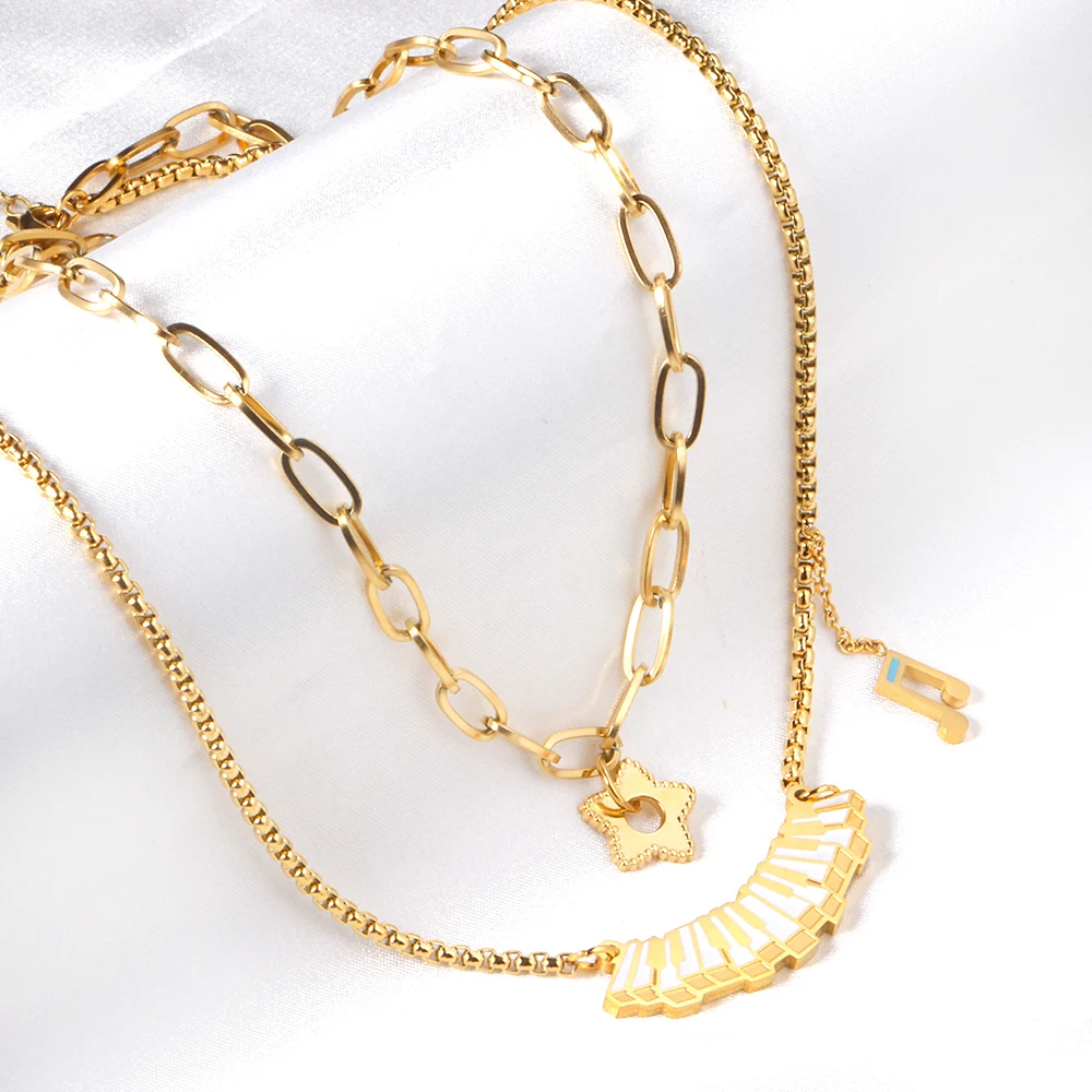 Wholesale Jewelry Musical Notes and Piano Pendant Gold Plated Double Chain Necklace for Women Gift
Wholesale Jewelry Musical Notes and Piano Pendant Gold Plated Double Chain Necklace for Women Gift