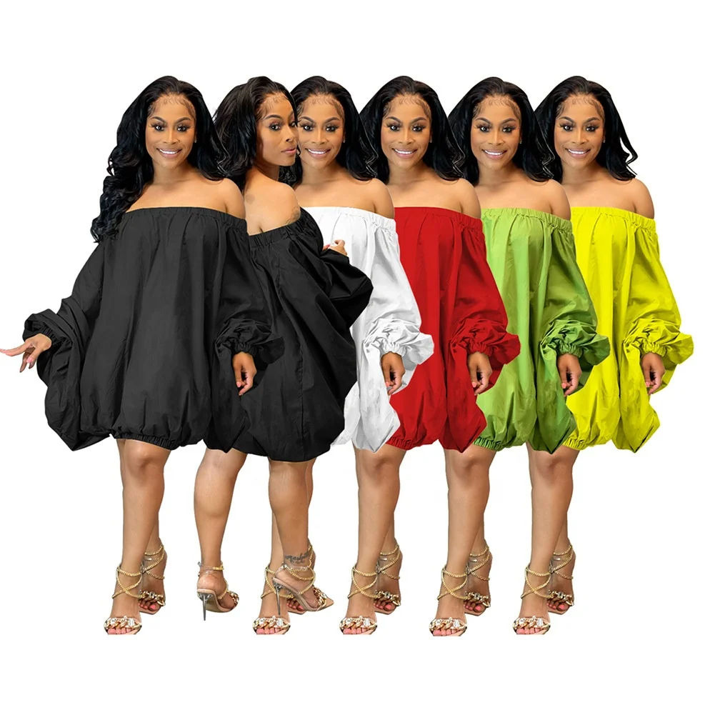 Wholesale New European And American solid color off shoulder loose dress plus size casual Dresses Women, Black/white/red/green/yellow
Wholesale New European And American solid color off shoulder loose dress plus size casual Dresses Women, Black/white/red/green/yellow