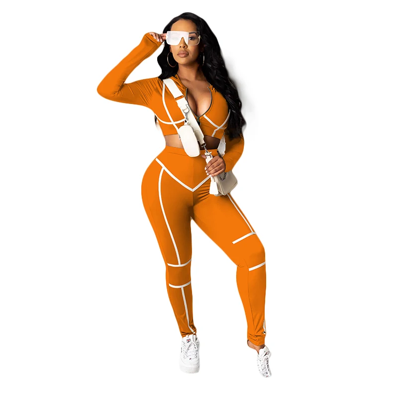 New Arrival Autumn Color Color Tight Stitching Casual Sexy Crop Top Women's Suits Two Piece Pants Set, Picture color
New Arrival Autumn Color Color Tight Stitching Casual Sexy Crop Top Women's Suits Two Piece Pants Set, Picture color
