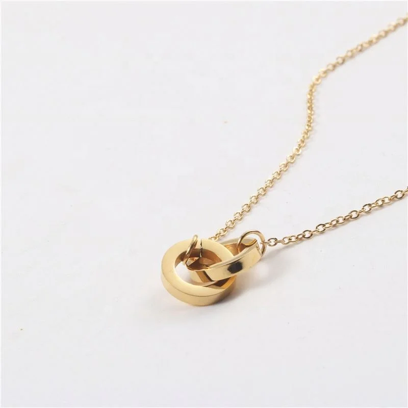 Jewelry Gold Plated Double Ring Pendant Choker Necklace Stainless Steel Jewelry Wholesale
Jewelry Gold Plated Double Ring Pendant Choker Necklace Stainless Steel Jewelry Wholesale