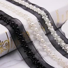 Deepeel AP180 3cm DIY Sewing Clothing Accessories Organza Mesh Trims Ribbon Handmade Beaded Pearl Lace