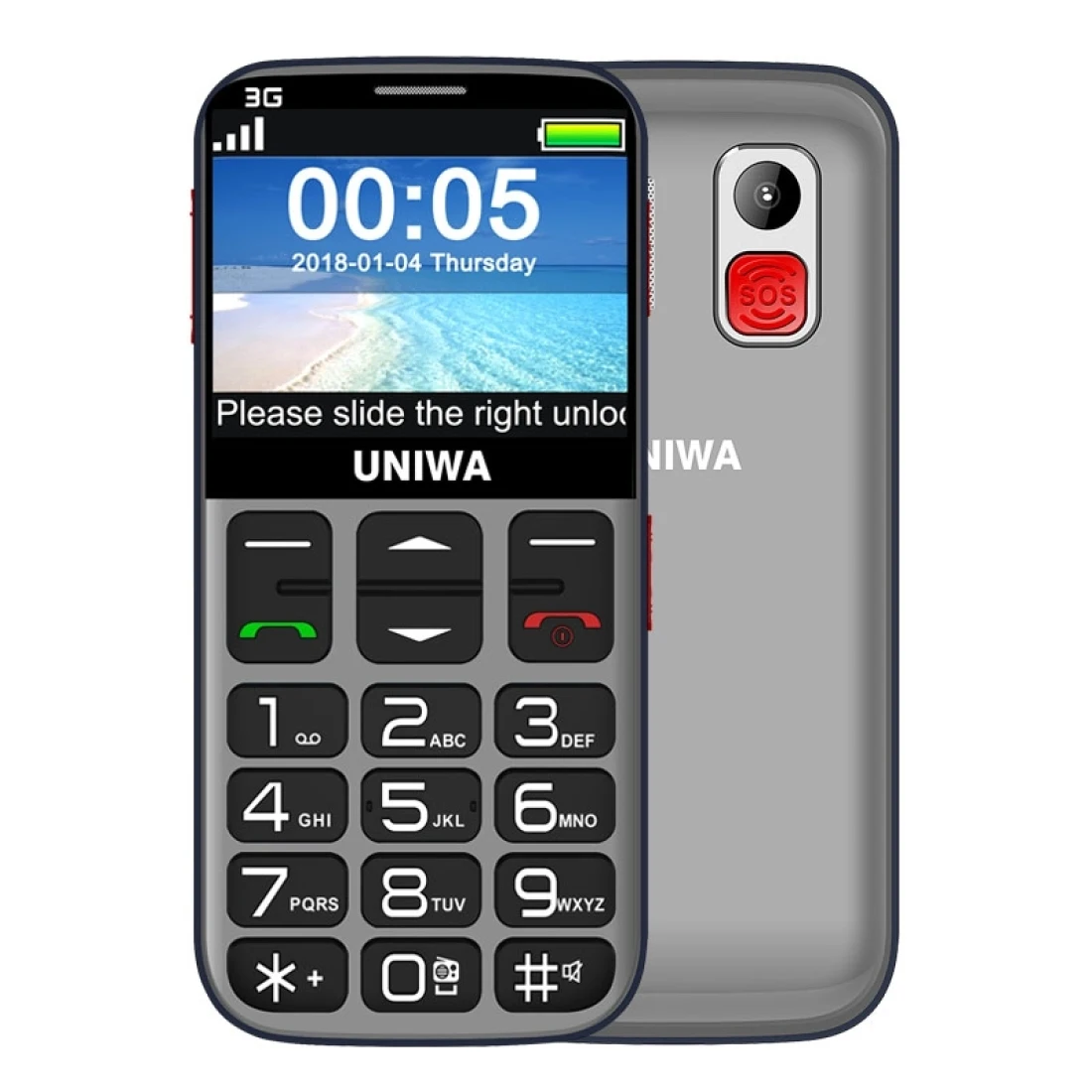 

Elder 3G Feature Phone V808G Docking Base FM Bar Phones Sound Speaker 2.31 inch Arc 2.5D Screen Big Battery Anti-lost SOS mobile
