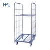 2 sides warehouse logistic folding supermarket storage steel wire mesh rolls pallet containers cargo transport trolleys