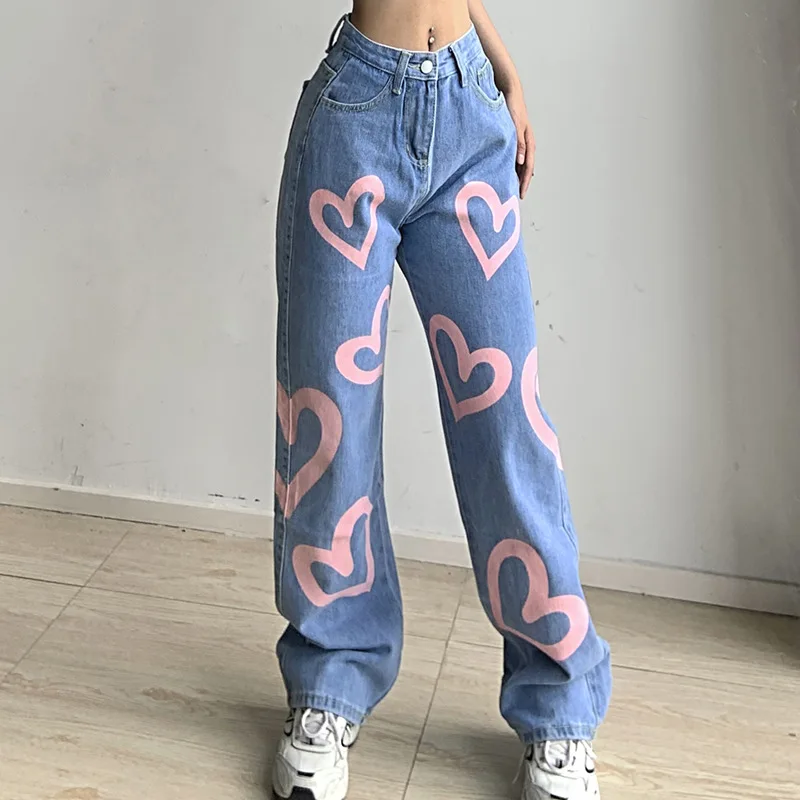 Woman Bell Bottom Denim Pants Love Print Jeans Wide Leg Pants High Waist Wash Wide Loose Stretch Trousers women jeans pants
Woman Bell Bottom Denim Pants Love Print Jeans Wide Leg Pants High Waist Wash Wide Loose Stretch Trousers women jeans pants