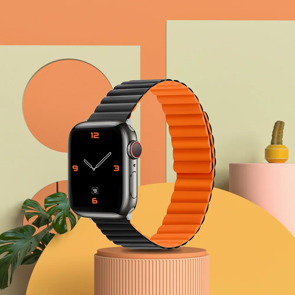 

Silicone magnetic adjustable watch strap for Apple watch series SE 6 5 4 3 2 1 bandas de goma para reloj inteligente 40mm 42mm, Various colors to you choose