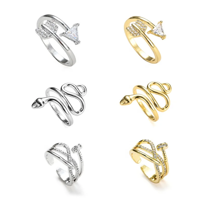 Wholesale Fashion Cubic Zirconia Arrow Love Wedding Rings Women Gold snake open rings Gold Nail ring for women gift
Wholesale Fashion Cubic Zirconia Arrow Love Wedding Rings Women Gold snake open rings Gold Nail ring for women gift
