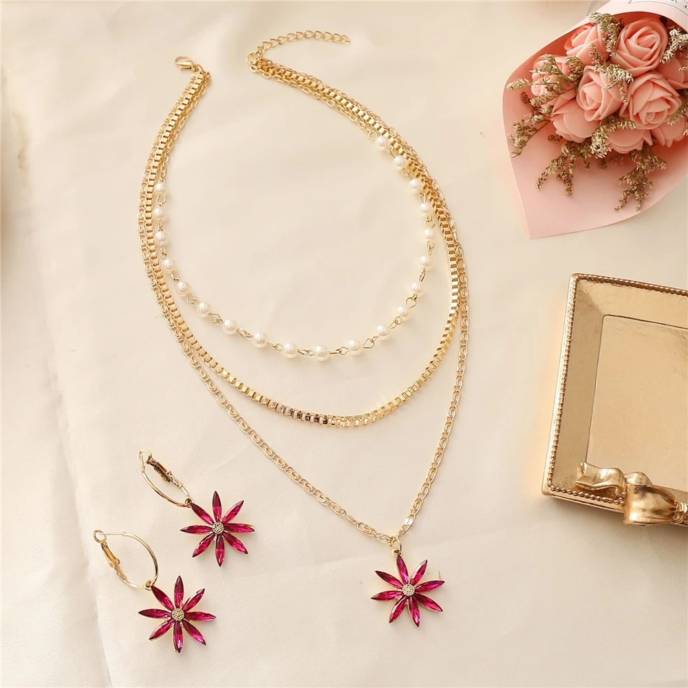 Personalized Pearl Flower Pendant multi-layer Necklace Earring Set multilayer necklace set Daisy Necklace, Necklace, earrings
Personalized Pearl Flower Pendant multi-layer Necklace Earring Set multilayer necklace set Daisy Necklace, Necklace, earrings