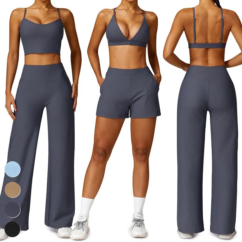 2024 Casual Sports Sets Sport Bra Tank Top Pants 4 Piece Suit Ribbed Quick Dry Workout Clothing Gym Fitness Yoga Set For Women
2024 Casual Sports Sets Sport Bra Tank Top Pants 4 Piece Suit Ribbed Quick Dry Workout Clothing Gym Fitness Yoga Set For Women