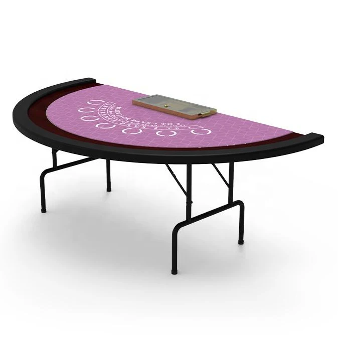 

YH 2.2m New Design Customized Pink Felt Half Round Easy Pick Up Gamble Blackjack Folding Legs Table With Track