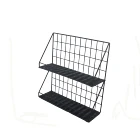 Multifunctional bathroom woven plastic rattan wall mounted wire storage basket desktop magazine rack