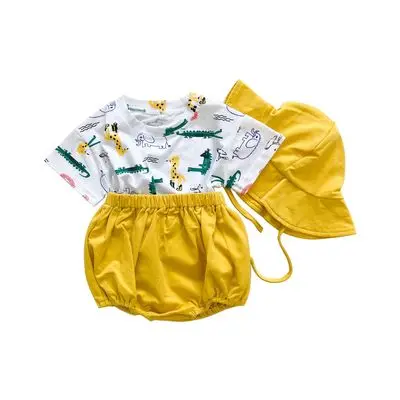 F30261A Children's clothing sets girls and boys animal printed sets short sleeved triangular shorts set, As picture
F30261A Children's clothing sets girls and boys animal printed sets short sleeved triangular shorts set, As picture
