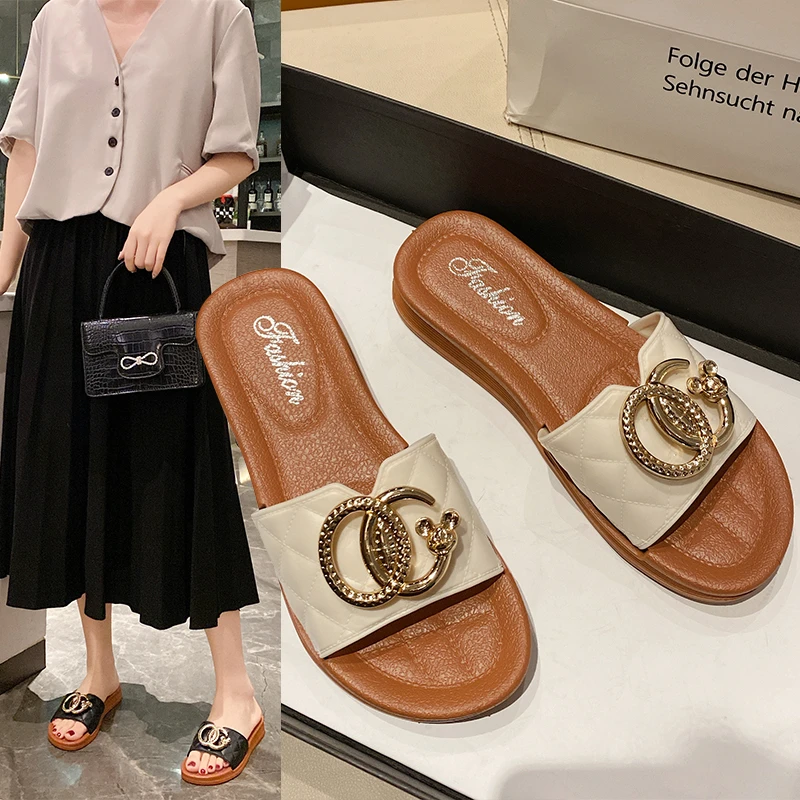 Hot Sale Summer Fashion Casual Ladies ring adornment Open Toe Slip on Flat indoor outdoor Slippers for Women, Green, black, white
Hot Sale Summer Fashion Casual Ladies ring adornment Open Toe Slip on Flat indoor outdoor Slippers for Women, Green, black, white