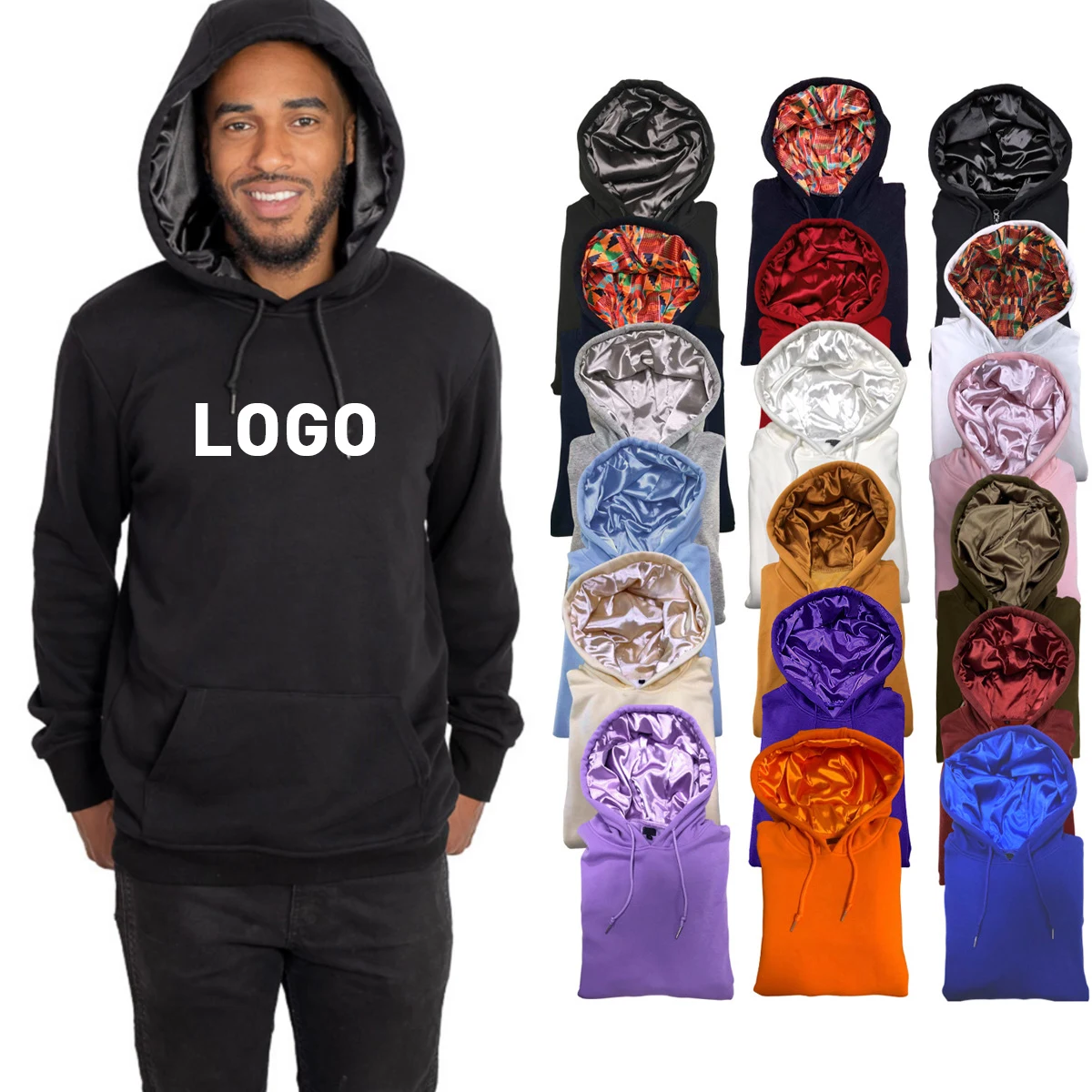 Custom Luxury Cotton Polyester Hooded Oversized Men Pullover Hood Sweatshirt Women Fleece Silk Satin lined hoodie with silk hood, As picture
Custom Luxury Cotton Polyester Hooded Oversized Men Pullover Hood Sweatshirt Women Fleece Silk Satin lined hoodie with silk hood, As picture