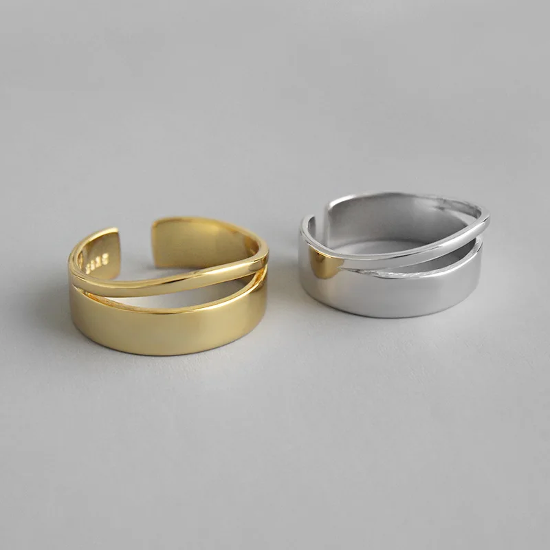 9MM Double Layer Odd Sterling Silver Rings Double Layer Open Line Gold 925 Rings For Women, Picture
9MM Double Layer Odd Sterling Silver Rings Double Layer Open Line Gold 925 Rings For Women, Picture