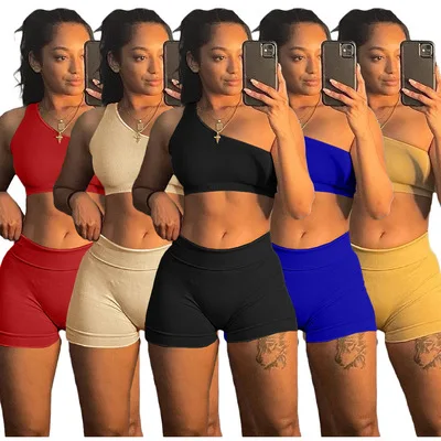 2021 Sexy Inclined Shoulder Casual Two Piece Set Woman Clothing Ribbed One shoulderSleeve 2 Piece pants Set, Black,light gray,blue,red,yellow
2021 Sexy Inclined Shoulder Casual Two Piece Set Woman Clothing Ribbed One shoulderSleeve 2 Piece pants Set, Black,light gray,blue,red,yellow