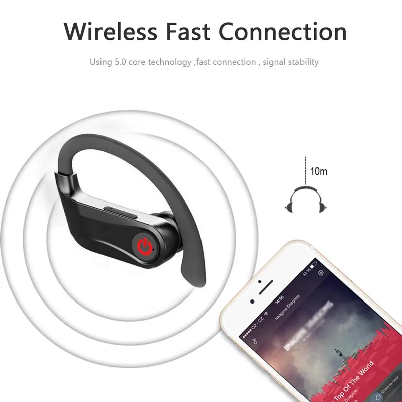 Q62 Wireless  5.0 Headphones Stereo Earbuds 10 hours Playtime IPX4 Waterproof Sports Earphones with Mic Charing Box