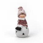 Ceramic Christmas Girl & Boy Holding Light Up Snowball Christmas Ornament