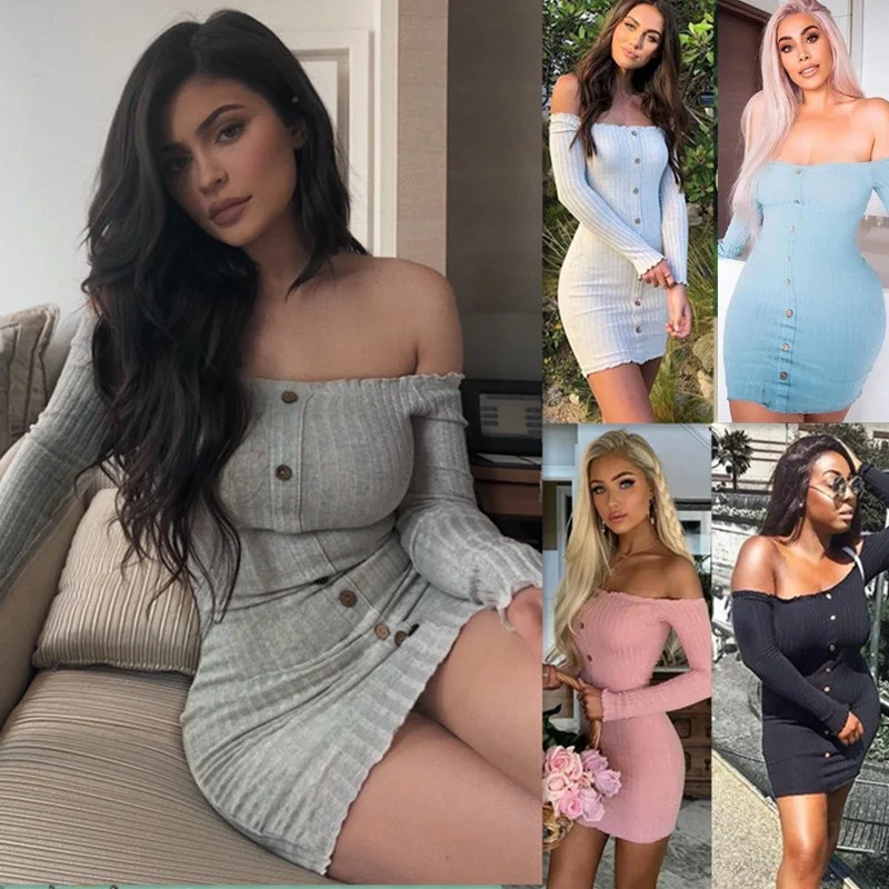 Autumn Sexy Slim Dress Women Solid Color Off Shoulder Long Sleeve Sexy Slash Neck Bodycon Dresses Mini Party Dress Vestidos
Autumn Sexy Slim Dress Women Solid Color Off Shoulder Long Sleeve Sexy Slash Neck Bodycon Dresses Mini Party Dress Vestidos