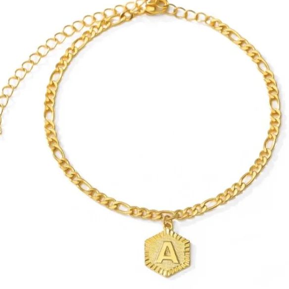 gold plated beaded chain layered anklet with leaf