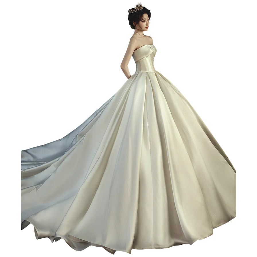 Satin bride main wedding dress skirt 2021 new trailing simple retro temperament Hepburn tube top wedding dress, Picture
Satin bride main wedding dress skirt 2021 new trailing simple retro temperament Hepburn tube top wedding dress, Picture
