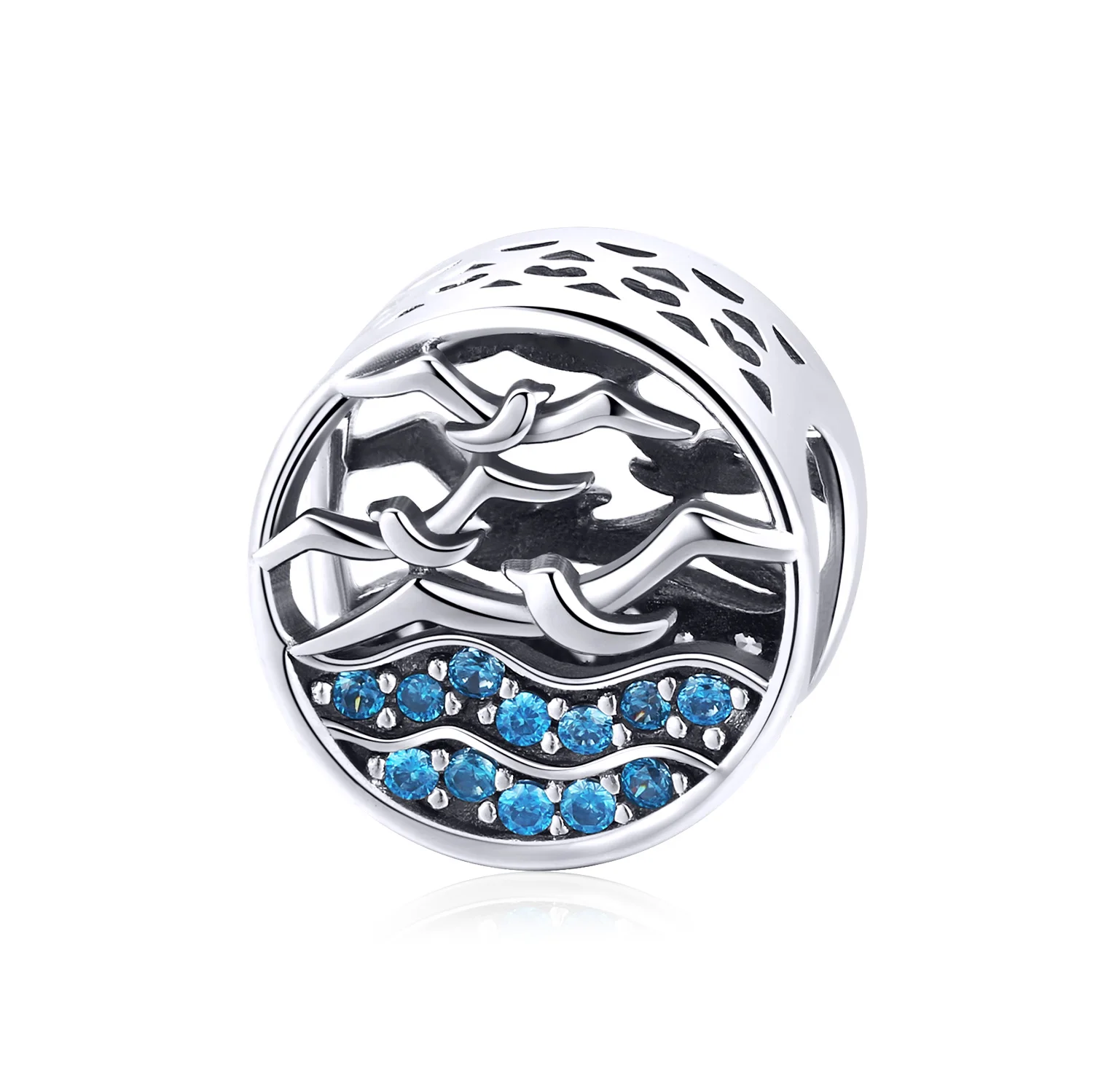 Genuine 925 Sterling Silver Flying Seagulls on the Ocean Round Beads for Women DIY Charm
Genuine 925 Sterling Silver Flying Seagulls on the Ocean Round Beads for Women DIY Charm