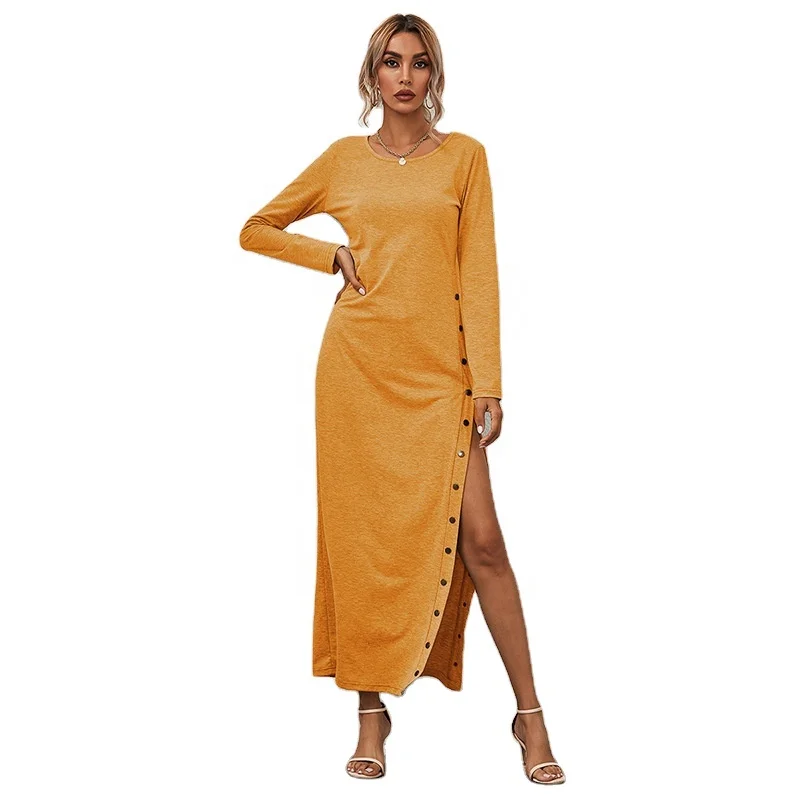 ASSUN 2021 Spring Autumn Women Midi Dress Casual Long Sleeve O Neck Fashion Button Slit Dresses Solid Color Female Street Dress, Customized color
ASSUN 2021 Spring Autumn Women Midi Dress Casual Long Sleeve O Neck Fashion Button Slit Dresses Solid Color Female Street Dress, Customized color