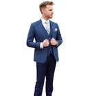 2019 Fall Winter 3 Piece Slim Herringbone Tweed sCoat Pant Men Suit