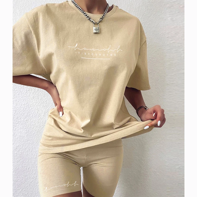 2021 Summer Hot sale Short Sleeve Women Two Piece Set Cheap Plain Logo Print Ladies Sets 
2021 Summer Hot sale Short Sleeve Women Two Piece Set Cheap Plain Logo Print Ladies Sets