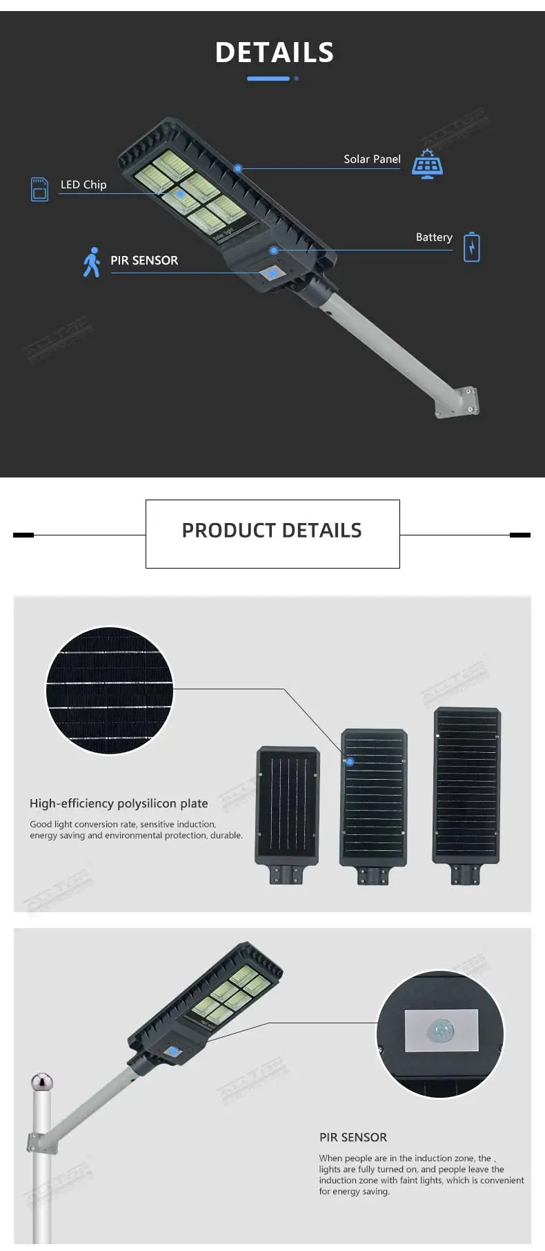 High quality outdoor intelligent sensor IP65 200w 300w 450w integrated all in one led solar street light