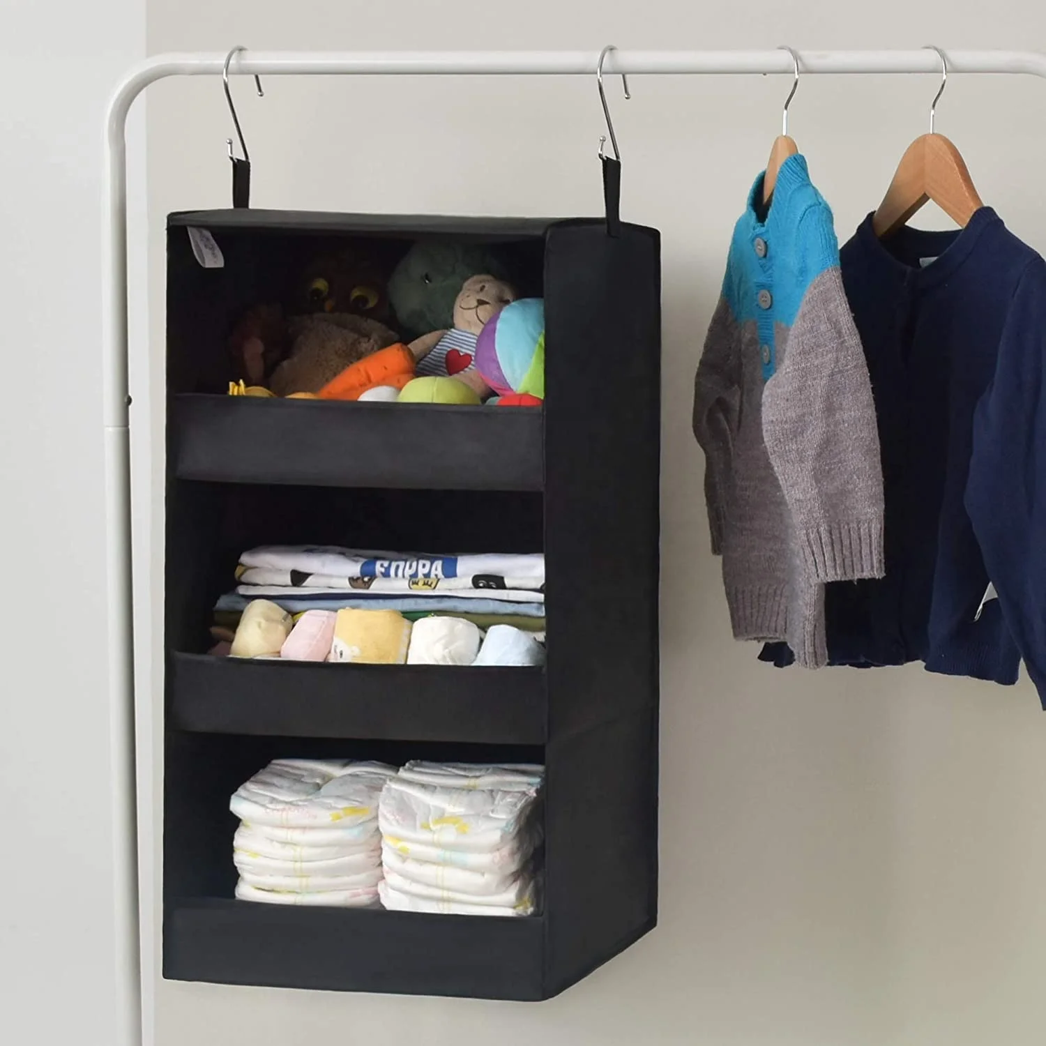 Foldable Oxford Cloth Gray Hanging Shelf with 2 Hooks for Clothes Storage and Accessories, Gray/white/pink/black
Foldable Oxford Cloth Gray Hanging Shelf with 2 Hooks for Clothes Storage and Accessories, Gray/white/pink/black