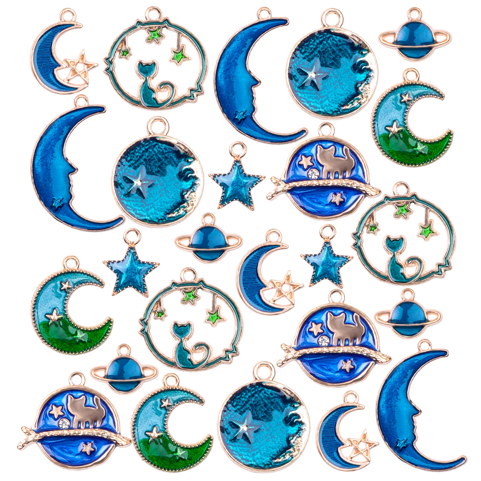 Gold Plated Enamel Cat Moon Star Celestial Jewelry Charms beads for jewelry making gold filled jewelry findings
Gold Plated Enamel Cat Moon Star Celestial Jewelry Charms beads for jewelry making gold filled jewelry findings