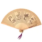 Chinese Traditional Wooden Hand Fan with Plum Blossom Logo