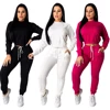 Ladies Autumn Solid color Tops and Skinny Pants Jogging Set Long Sleeve Women casual Sportswear FM-S3661