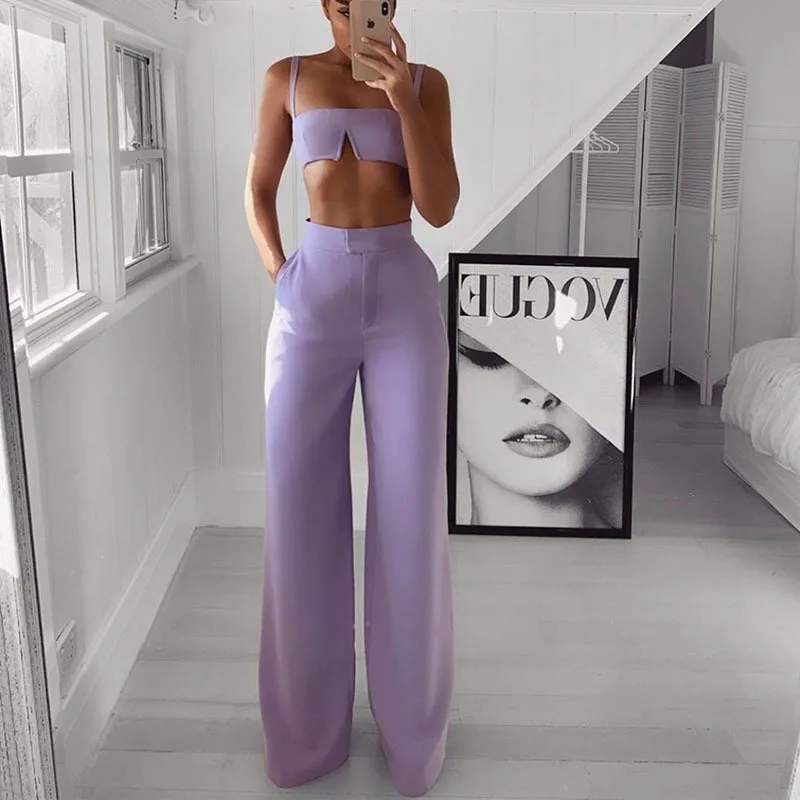 2020 Sexy Summer Two Piece Set Spaghetti Strap Crop Top And Long Pants 2 Pieces Women Party Nightclub Outfits ZC2029
2020 Sexy Summer Two Piece Set Spaghetti Strap Crop Top And Long Pants 2 Pieces Women Party Nightclub Outfits ZC2029
