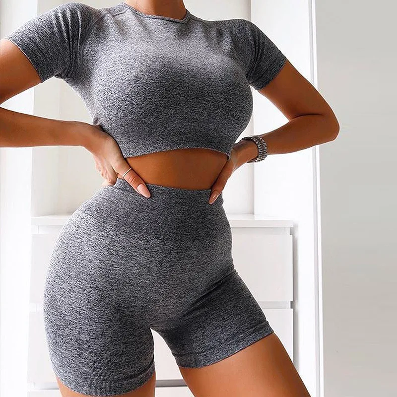 New Active Wear Sets Seamless Women Yoga Workout Clothing Fitness Short Sleeve Crop Tops And Yoga Shorts Pants
New Active Wear Sets Seamless Women Yoga Workout Clothing Fitness Short Sleeve Crop Tops And Yoga Shorts Pants