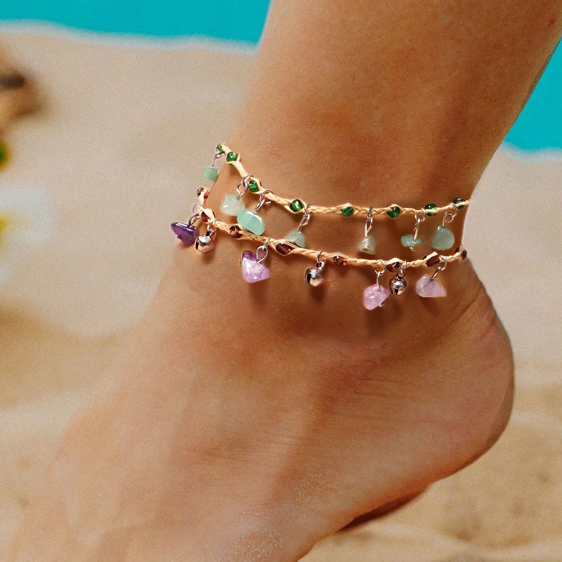 Newest design colorful purple natural stone beads anklets ankelets ancle ankle small bell bracelets
Newest design colorful purple natural stone beads anklets ankelets ancle ankle small bell bracelets