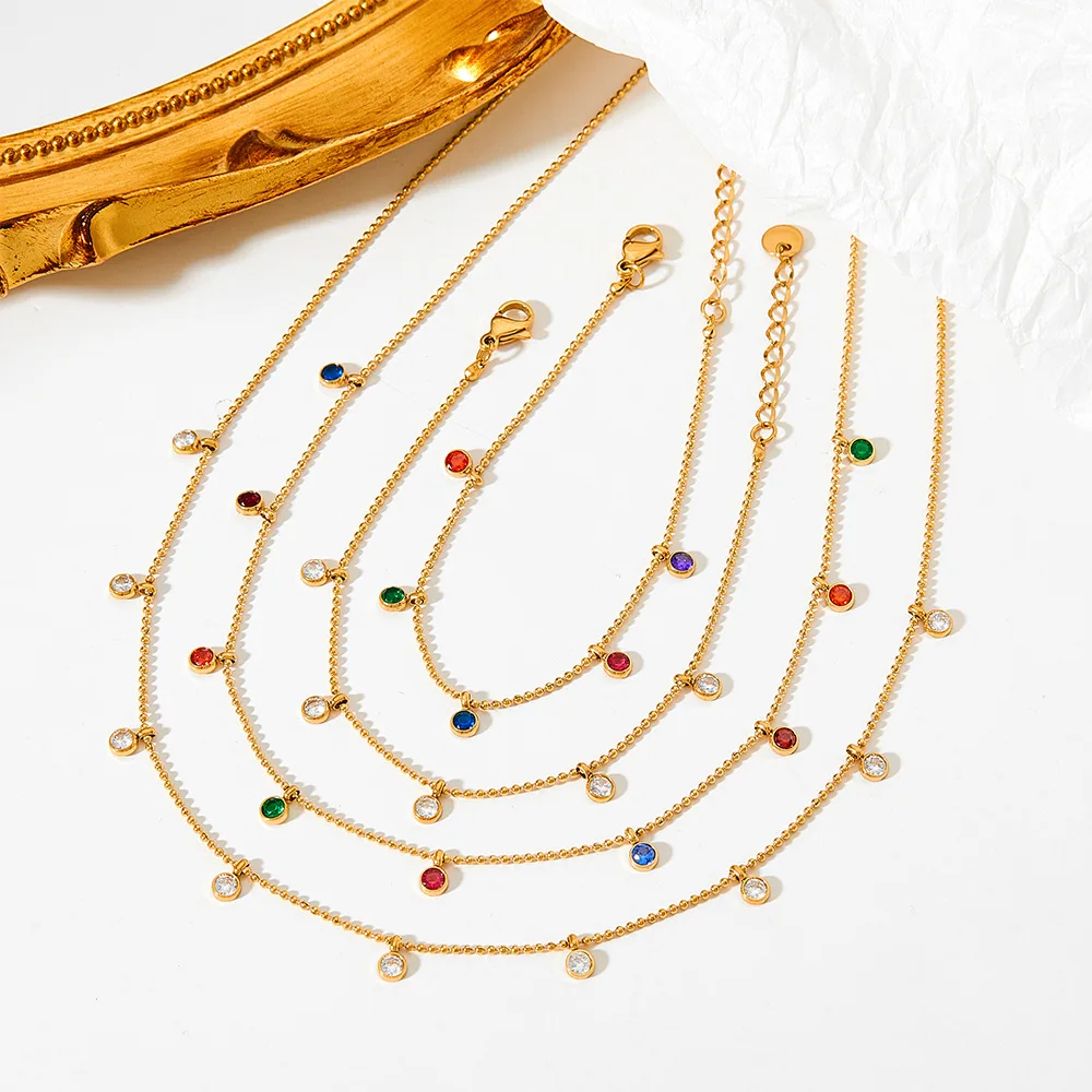Fashion Stainless Steel Silver Color 18K Gold Plated White Zircon Colored Zircon Pendant Jewelry Set Bracelets Necklaces Anklets
Fashion Stainless Steel Silver Color 18K Gold Plated White Zircon Colored Zircon Pendant Jewelry Set Bracelets Necklaces Anklets