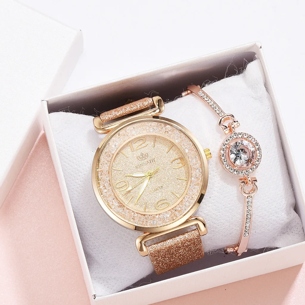 Fashion Bling Women Quartz Wristwatches Leather Band Strap Watch Analog Bracelet Ladies Watch Set
Fashion Bling Women Quartz Wristwatches Leather Band Strap Watch Analog Bracelet Ladies Watch Set