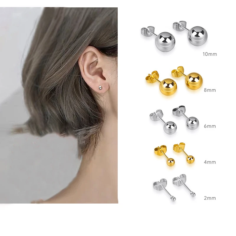 Fashion Stainless Steel Gold Ball Stud Earrings Simple 3-8MM Round Ear Studs for Women Girls
Fashion Stainless Steel Gold Ball Stud Earrings Simple 3-8MM Round Ear Studs for Women Girls