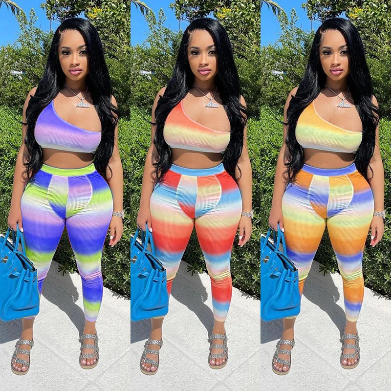 HR8159 2021 New Arrival Women Gradient One Shoulder Tank Top High Waist Leggings 2 Piece Set
HR8159 2021 New Arrival Women Gradient One Shoulder Tank Top High Waist Leggings 2 Piece Set