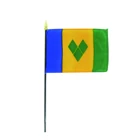 Mini Saint Vincent 100% polyester hand Flag with plastic pole
