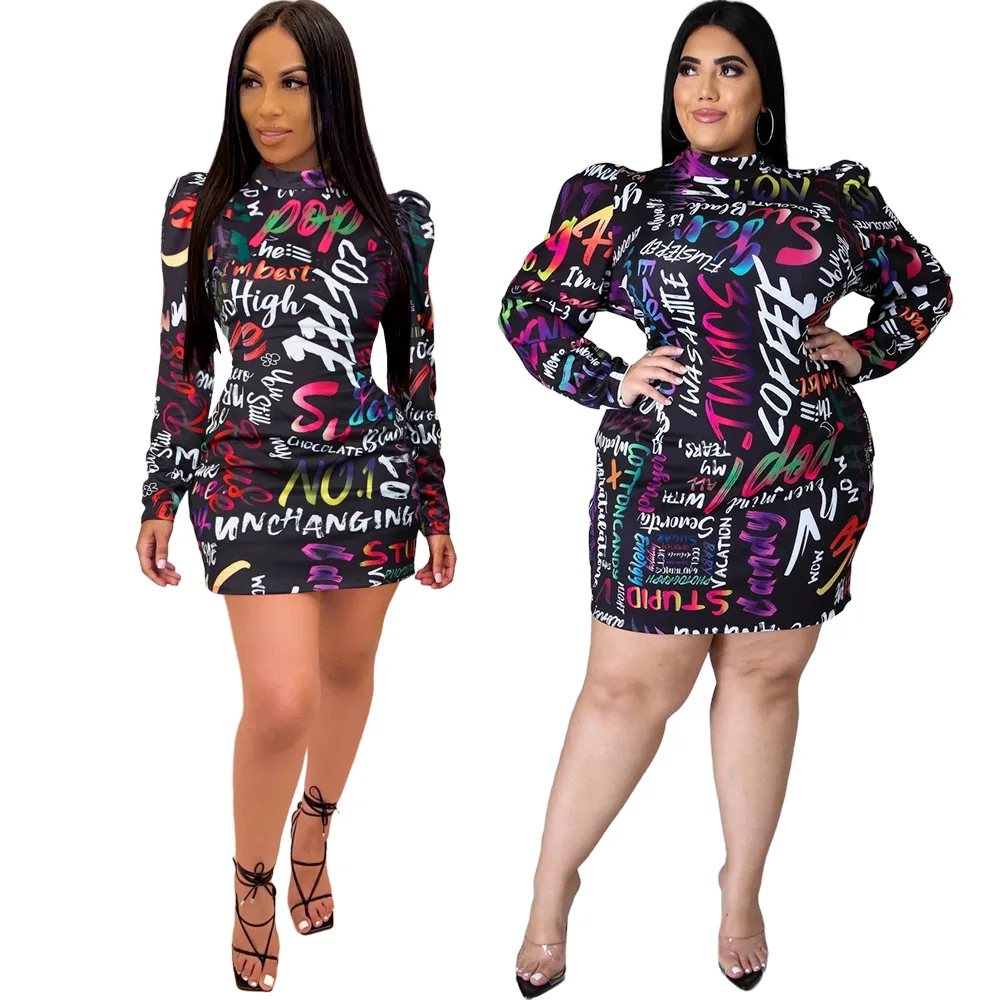 Hot Selling 2021 Casual Plus Size Long Sleeve Letter Printed 5XL Mini Dress For Fat Women, Customized color
Hot Selling 2021 Casual Plus Size Long Sleeve Letter Printed 5XL Mini Dress For Fat Women, Customized color